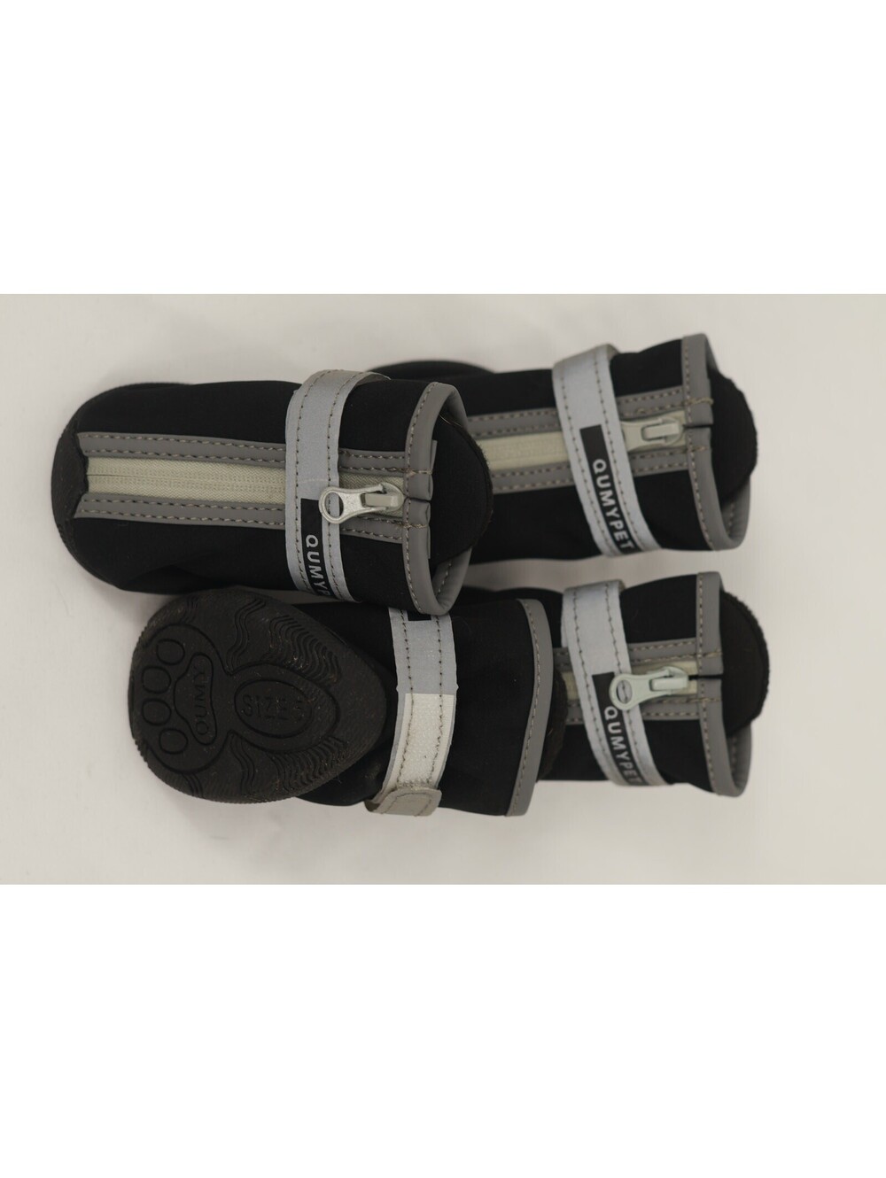 Qumy Pet Waterproof Rain Winter Snow Shoes Reflective Strip Side Zip Sz 5 Black